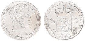 Koninkrijk NL Willem I (1815-1840) - ½ Gulden 1822 U (Sch. 281a) without name Michaut on truncation - a.VF