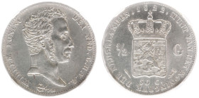 Koninkrijk NL Willem I (1815-1840) - ½ Gulden 1822 U (Sch. 281a) without name Michaut on truncation - NGC AU DETAILS, cleaned
