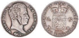 Koninkrijk NL Willem I (1815-1840) - ½ Gulden 1829 B/1823 OVERDATE (Sch. 282) - a.VF, polished and flan damage