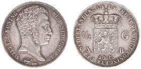 Koninkrijk NL Willem I (1815-1840) - ½ Gulden 1829 B/1823 OVERDATE (Sch. 282) - VF
