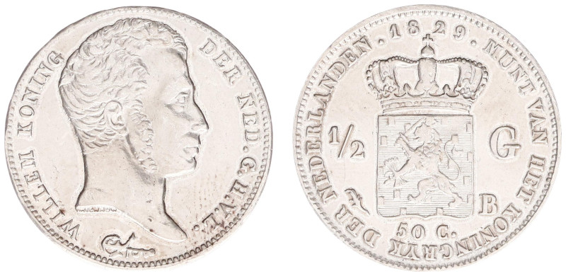 Koninkrijk NL Willem I (1815-1840) - ½ Gulden 1829 B/1823 OVERDATE (Sch. 282) - ...