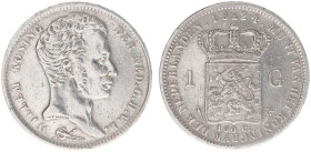 Koninkrijk NL Willem I (1815-1840) - 1 Gulden 1824 U (Sch. 264a) - VF, cleaned - With dash between crown and coat of arms