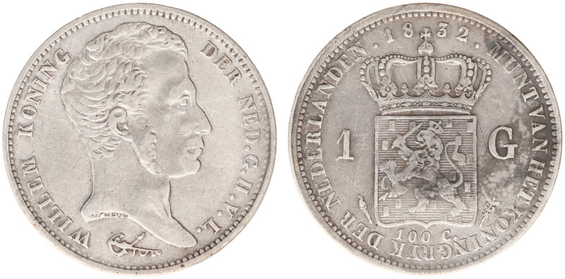 Koninkrijk NL Willem I (1815-1840) - 1 Gulden 1832/24 OVERDATE (Sch. 267ab) - a....