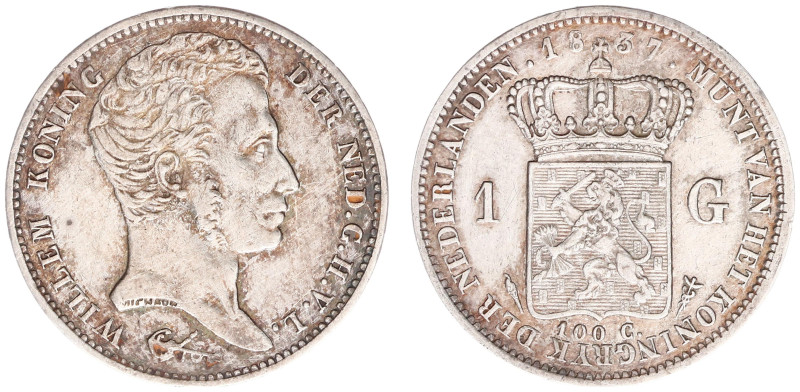 Koninkrijk NL Willem I (1815-1840) - 1 Gulden 1837 (Sch. 268) - a.VF