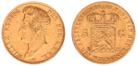 Koninkrijk NL Willem I (1815-1840) - 5 Gulden 1826 B (Sch. 197) - Gold - a.XF, flan damage near the hair