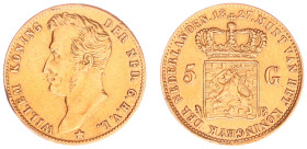 Koninkrijk NL Willem I (1815-1840) - 5 Gulden 1827 B (Sch. 196) - Gold - VF+, polished and traces of mounting