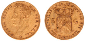 Koninkrijk NL Willem I (1815-1840) - 5 Gulden 1827 B (Sch. 198) - Gold - VF+, variant with open B of Brussels