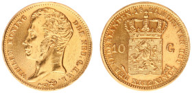 Koninkrijk NL Willem I (1815-1840) - 10 Gulden 1823 U (Sch. 178) - VF, cleaned and scratches ob obv.