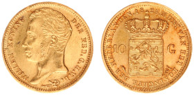 Koninkrijk NL Willem I (1815-1840) - 10 Gulden 1823 U (Sch. 178) - XF, minor edge damage