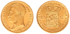 Koninkrijk NL Willem I (1815-1840) - 10 Gulden 1823 U (Sch. 178) - XF/UNC, filing marks