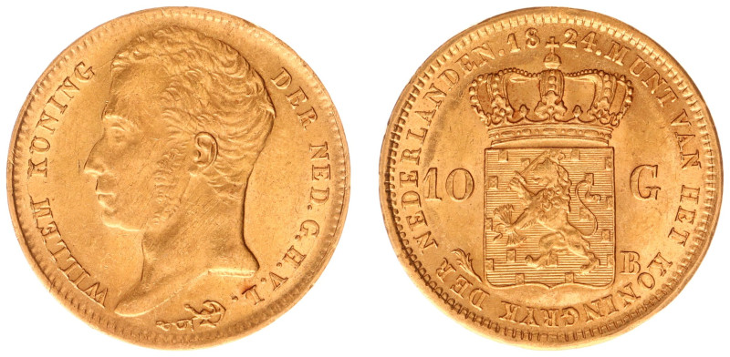 Koninkrijk NL Willem I (1815-1840) - 10 Gulden 1824 B (Sch. 190) - Gold - XF