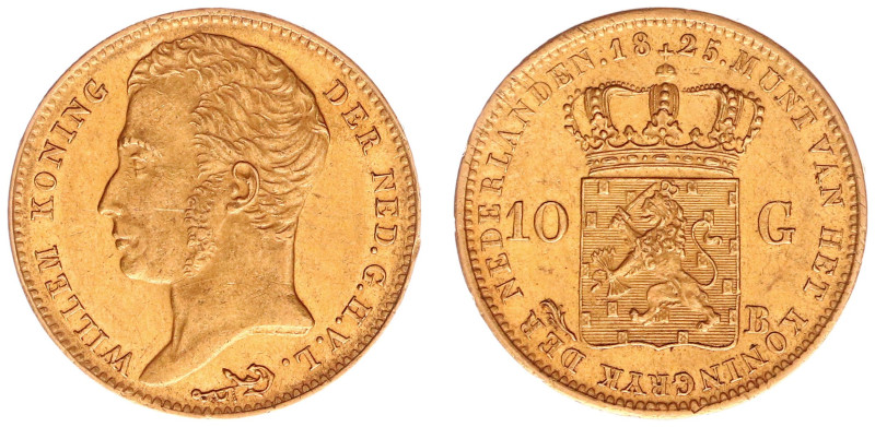 Koninkrijk NL Willem I (1815-1840) - 10 Gulden 1825 B (Sch. 191) - Gold - VF+