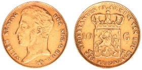 Koninkrijk NL Willem I (1815-1840) - 10 Gulden 1840 (Sch. 189) - Gold - XF, polished and edge lettering not present due to mounting