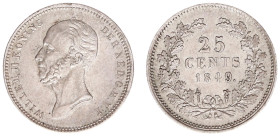 Koninkrijk NL Willem II (1840-1849) - 25 Cent 1849 (Sch. 533) - a.XF