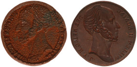 Koninkrijk NL Willem II (1840-1849) - Bronze incuse electrotype of the obverse of a Willem II Gulden (Sch. -) (1846-1849) - Bronzen galvano van de voo...