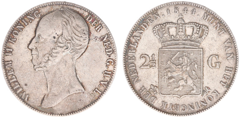 Koninkrijk NL Willem II (1840-1849) - 2½ Gulden 1844 (Sch. 509) - VF, polished