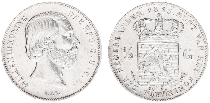 Koninkrijk NL Willem III (1849-1890) - ½ Gulden 1863 (Sch. 630) - XF