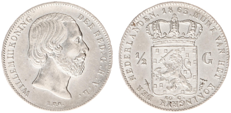 Koninkrijk NL Willem III (1849-1890) - ½ Gulden 1863 (Sch. 630) variant with low...