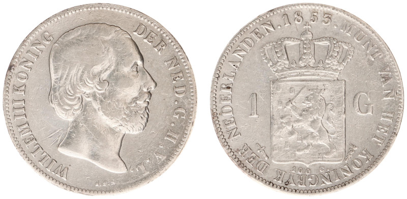 Koninkrijk NL Willem III (1849-1890) - 1 Gulden 1853 (Sch. 606) - good Fine