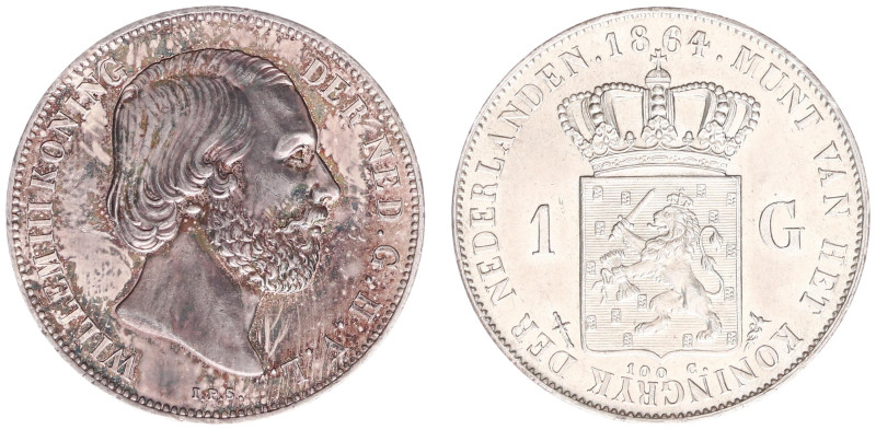 Koninkrijk NL Willem III (1849-1890) - 1 Gulden 1864 (Sch. 616) - XF