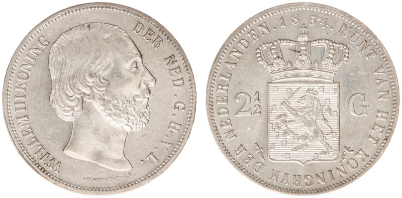 Koninkrijk NL Willem III (1849-1890) - 2½ Gulden 1854 (Sch. 580) - XF