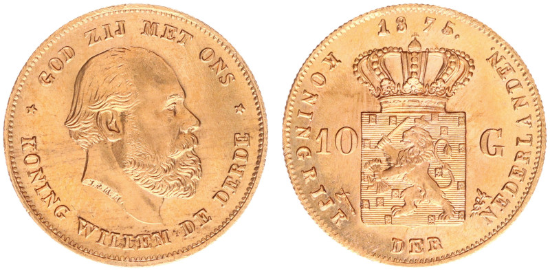 Koninkrijk NL Willem III (1849-1890) - 10 Gulden 1875 over 74 (Sch.--) - recogni...