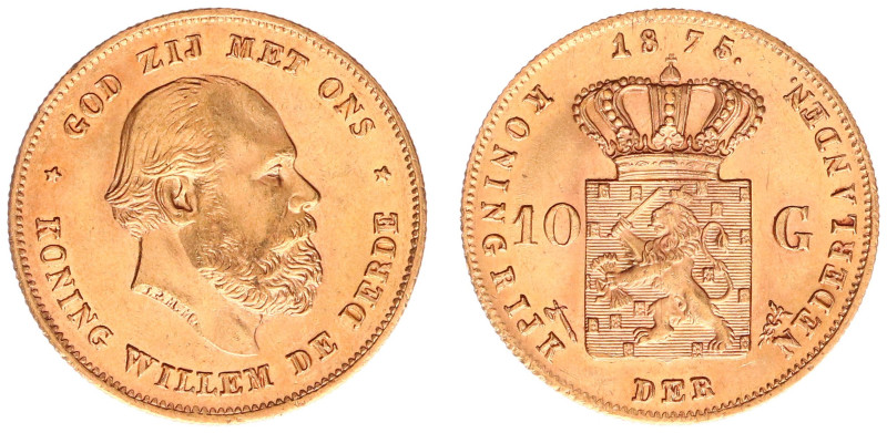 Koninkrijk NL Willem III (1849-1890) - 10 Gulden 1875 over 74 (Sch.--) - recogni...