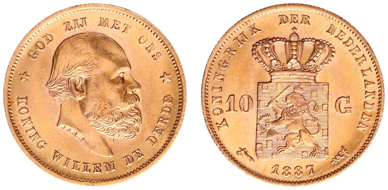 Koninkrijk NL Willem III (1849-1890) - 10 Gulden 1887 (Sch. 556) - Gold - XF