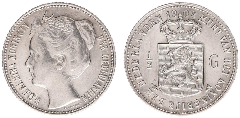 Koninkrijk NL Wilhelmina (1890-1948) - ½ Gulden 1909 (Sch. 836) - XF