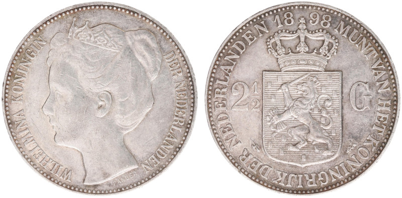 Koninkrijk NL Wilhelmina (1890-1948) - 2½ Gulden 1898 w/o dot between P and Pand...