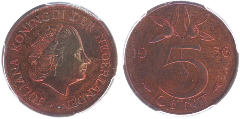 Koninkrijk NL Juliana (1948-1980) - 5 Cent 1956 (Sch. 1206) - PCGS PR65 RB, stru...