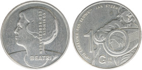 Misslagen en afwijkingen Koninkrijk NL - 10 Gulden 1996 Jan Steen - Misstrike with partially visible letter X (grease on the die ?)