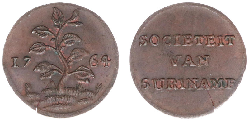 Overzeese Gebiedsdelen - Suriname - Duit 1764 Sociëteit van Suriname (Scho. 1437...