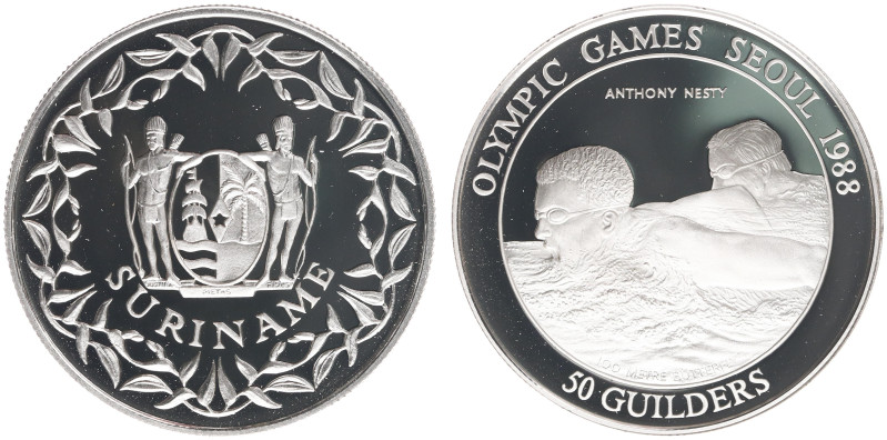 Overzeese Gebiedsdelen - Suriname - 50 Gulden 1988 'Anthony Nesty' (KM 28.1) Oly...