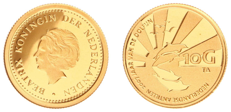 Overzeese Gebiedsdelen - Nederlandse Antillen - 10 Gulden 2007 'Dolfijn' - Gold ...