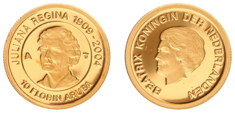 Overzeese Gebiedsdelen - Aruba - 10 Florin 2004 (2005) 'Juliana 95 jaar' - Gold,...