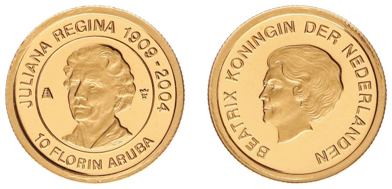 Overzeese Gebiedsdelen - Aruba - 10 Florin 2004 (2005) 'Juliana 95 jaar' - Gold,...