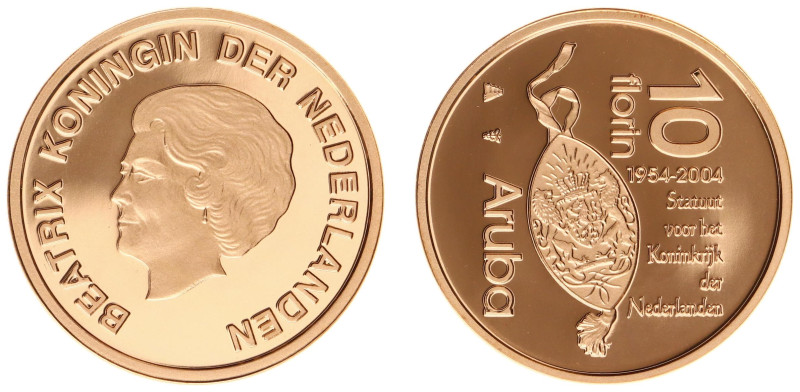 Overzeese Gebiedsdelen - Aruba - 10 Florin 2004 'Koninkrijksstatuut' - Gold - Pr...