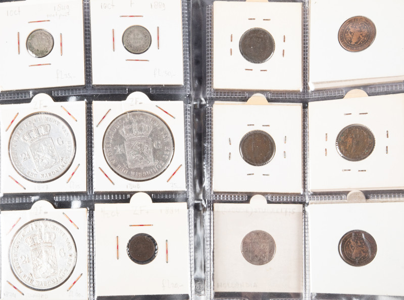 Coins Netherlands in boxes - Box with 2½ Gulden 1847-48-74, some Dutch provincia...