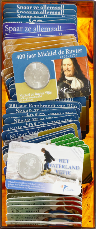 Coins Netherlands in boxes: Euros - Box with 5 & 10 euro coins in coincards