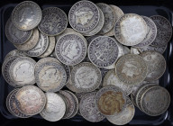 Coins Netherlands Oversea in boxes - Box wirh approx. 71 silver Guldens Curacao and Neth. Antilles