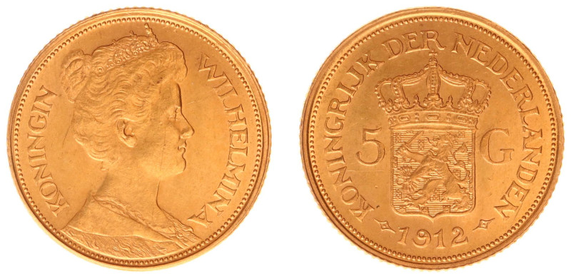 Gold coins - mail bid sale - Netherlands - Gouden Vijfjes 1912 - 5 Gulden 1912 -...