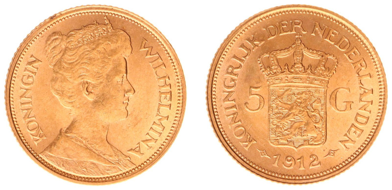 Gold coins - mail bid sale - Netherlands - Gouden Vijfjes 1912 - 5 Gulden 1912 -...