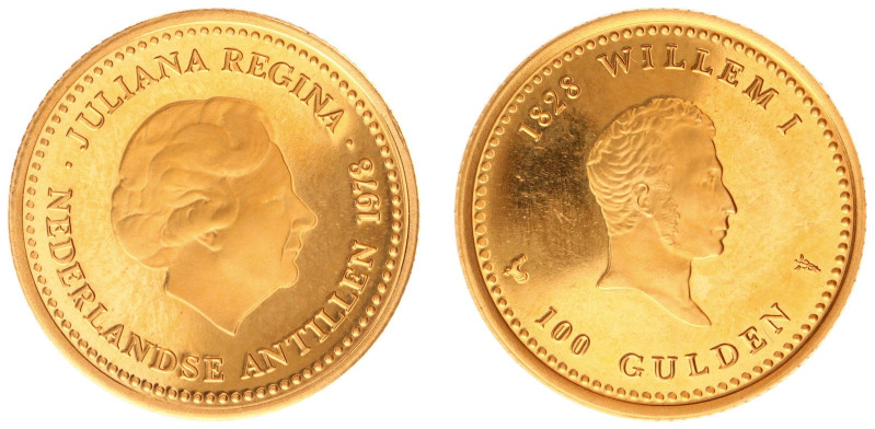 Gold coins - mail bid sale - Netherlands Antilles - 100 Gulden 1978 - Gold - Pro...