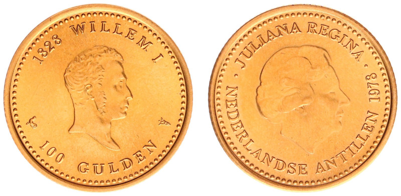 Gold coins - mail bid sale - Netherlands Antilles - 100 Gulden 1978 - Gold - UNC