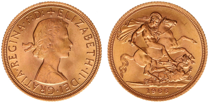 Gold coins - mail bid sale - England - Sovereign 1966 (KM908, S.4125, Fr.417) - ...