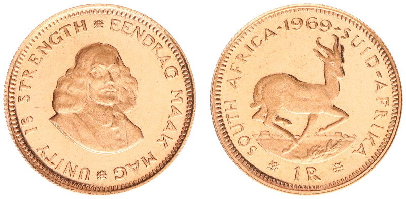 Gold coins - mail bid sale - South Africa - Rand 1969 (KM63, Fr.12) - Gold - Pro...