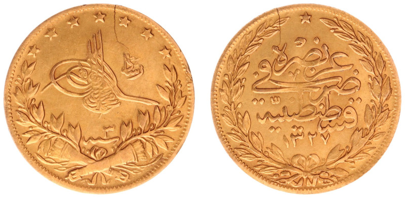 Gold coins - mail bid sale - Turkey - 100 Kurush AH1327/3 (KM754, Fr.52) - Gold ...