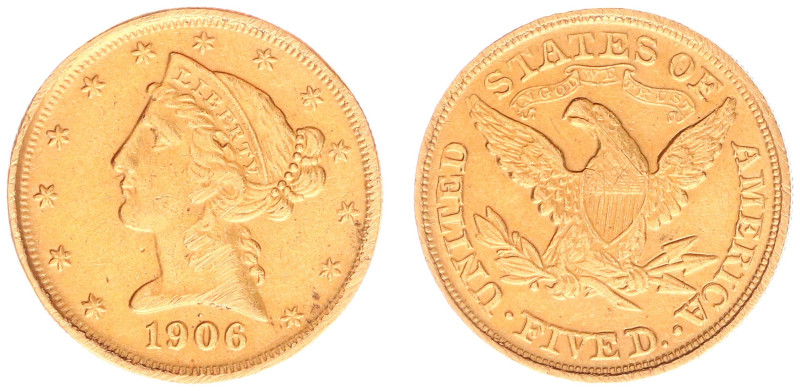 Gold coins - mail bid sale - USA - 5 Dollars 1906 - Coronet Head (KM101, Fr.140)...