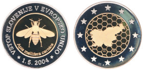 Gold medals - mail bid sale - Miscellaneous - Gold and silver token - Slovenia joins the European Union 2004 , Zlatarna Celje - inner part gold 7 Gr. ...